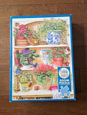 Cobble Hill 500 Piece Puzzle 'Flower Cupboard' Jigsaw Puzzle Complete Colourful